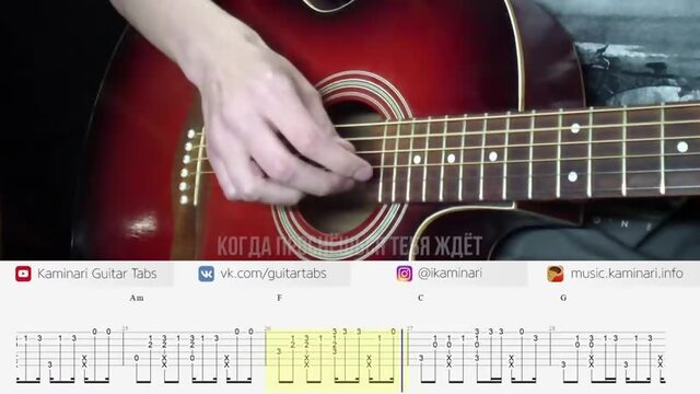 [Kaminari Guitar] Папин Олимпос – Темно-оранжевый закат на гитаре разбор (табы, аккорды и караоке)