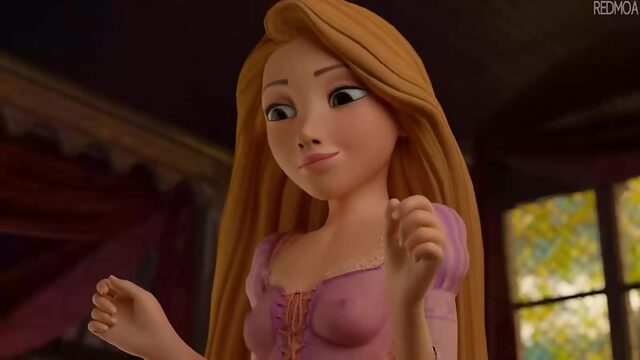 Rapunzel - footjob; foot fetish; masturbation; cum; tits view; cute girl; 3D sex porno hentai; (by Redmoa) [Disney; Tangled]